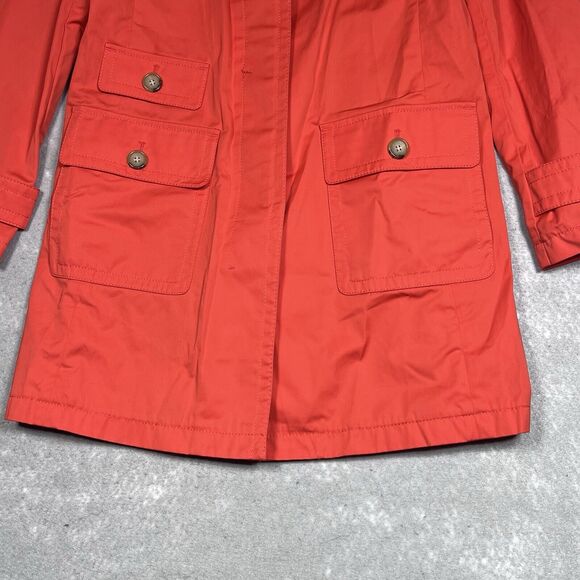 Talbots Jacket Womens Size 6 Orange Trench Coat Lightweight Buttons $189 - Picture 3 of 15